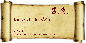 Bacskai Uriás névjegykártya